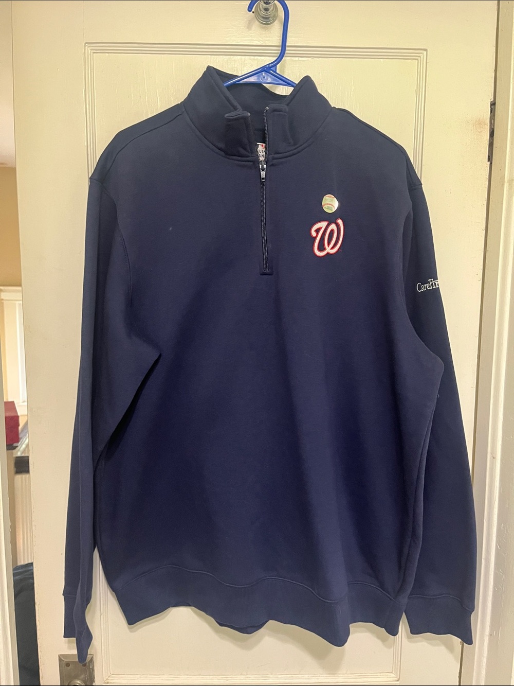 Official MLB - Nationals Navy Men’s Quarter-Zip Pullover with Emblem